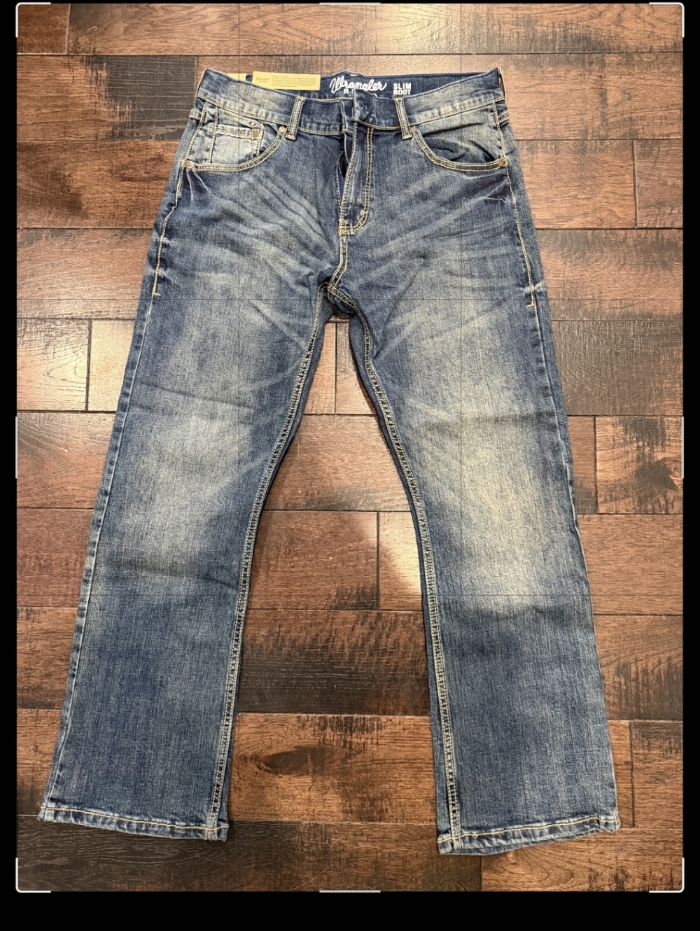 Wrangler Retro Men's Slim boot cut Jeans in Medium Blue Wash
